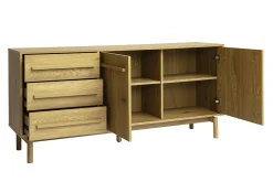 Buffet finition bois chêne 2 portes 3 tiroirs L160 cm YSEULT