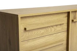Buffet finition bois chêne 2 portes 3 tiroirs L160 cm YSEULT