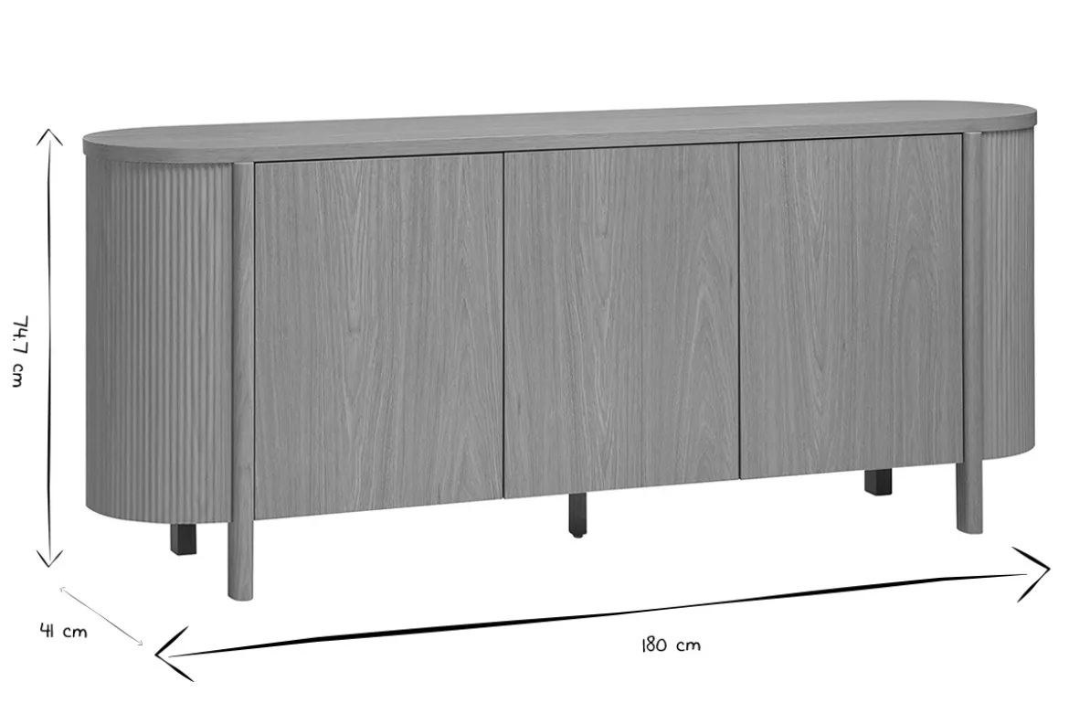 Buffet finition bois clair chêne 3 portes L180 cm PAOLINE