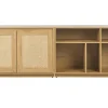 Buffet finition bois clair chêne et cannage rotin 2 portes L192 cm SEVILLE