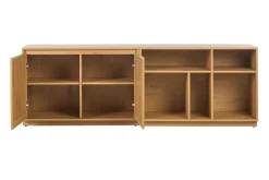 Buffet finition bois clair chêne et cannage rotin 2 portes L192 cm SEVILLE