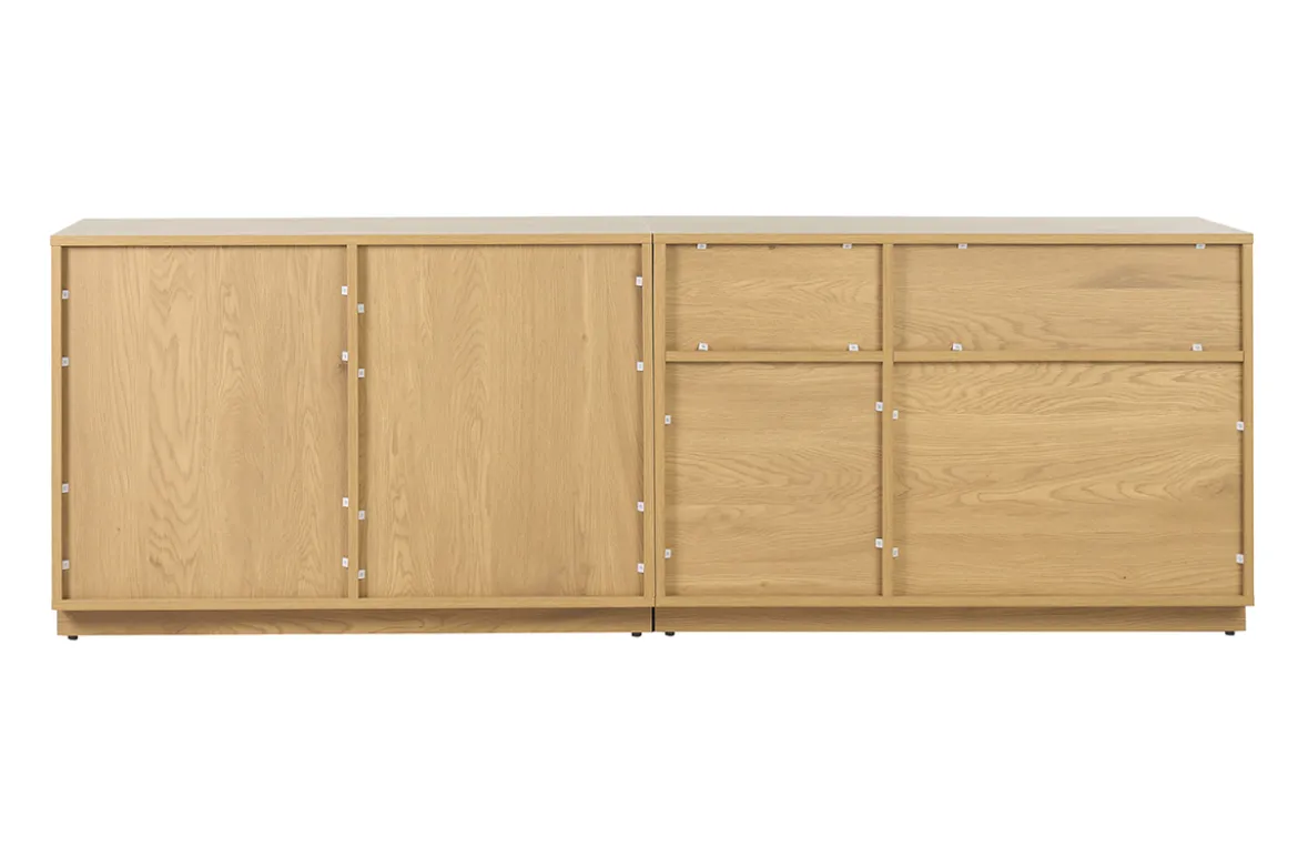 Buffet finition bois clair chêne et cannage rotin 2 portes L192 cm SEVILLE