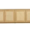 Buffet finition bois clair chêne et cannage rotin 4 portes L192 cm SEVILLE