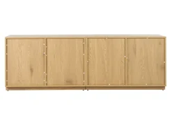 Buffet finition bois clair chêne et cannage rotin 4 portes L192 cm SEVILLE