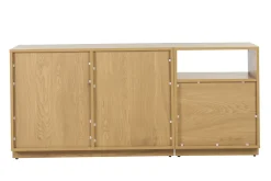 Buffet finition bois clair chêne et cannage rotin 2 portes 2 tiroirs L146 cm SEVILLE