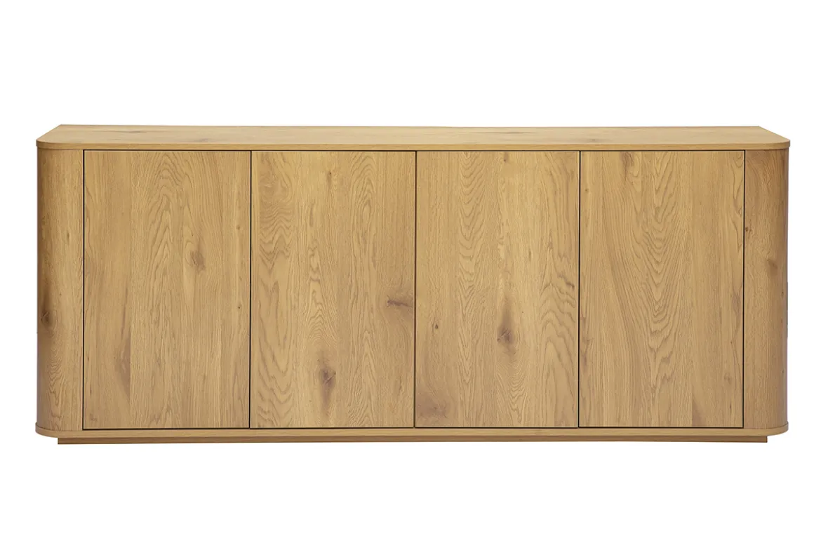 Buffet finition bois clair chêne 4 portes L180 cm NEGAN