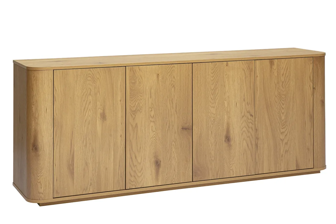 Buffet finition bois clair chêne 4 portes L180 cm NEGAN
