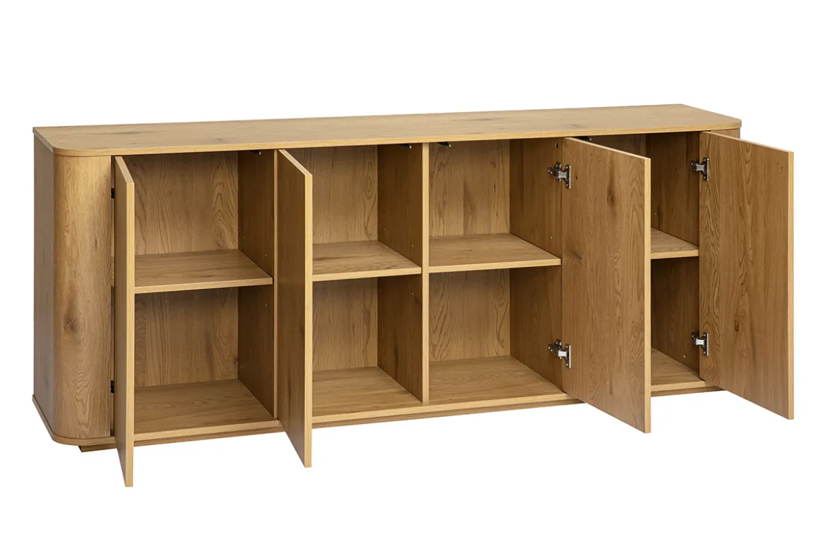 Buffet finition bois clair chêne 4 portes L180 cm NEGAN