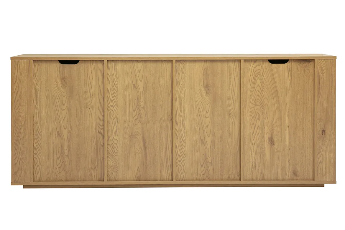 Buffet finition bois clair chêne 4 portes L180 cm NEGAN