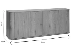 Buffet finition bois clair chêne 4 portes L180 cm NEGAN
