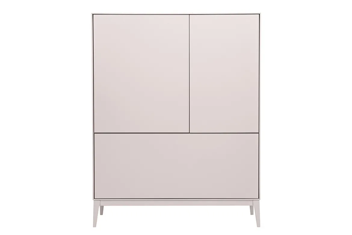 Buffet haut beige laqué mat 2 portes 1 tiroir L90 cm GRAY