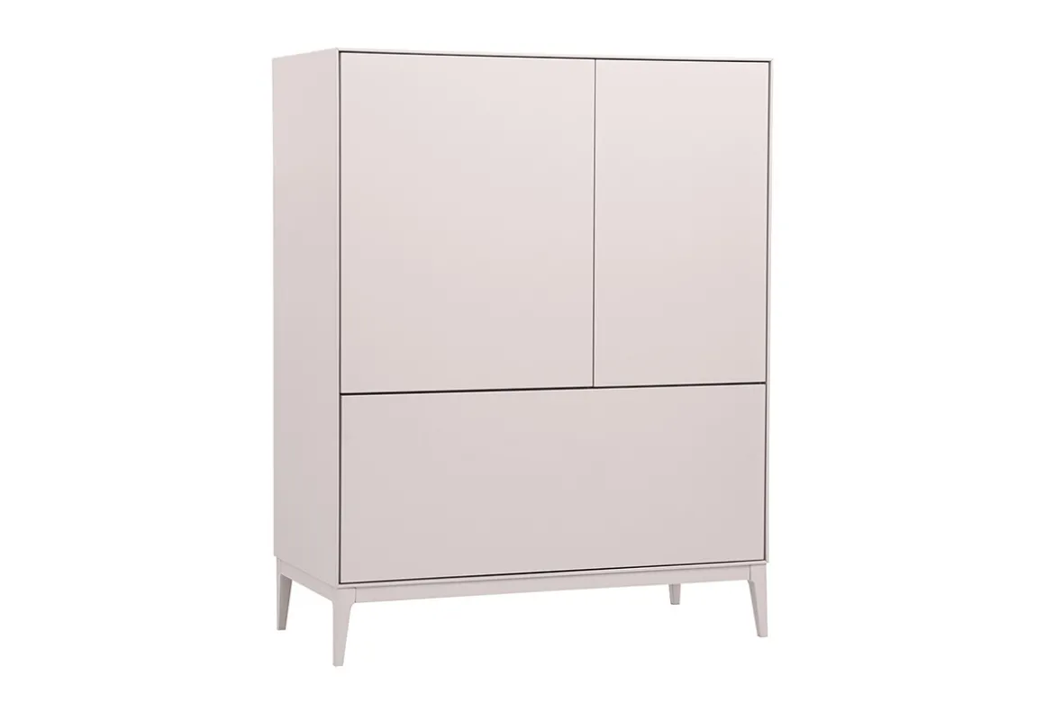 Buffet haut beige laqué mat 2 portes 1 tiroir L90 cm GRAY