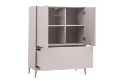 Buffet haut beige laqué mat 2 portes 1 tiroir L90 cm GRAY