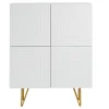 Buffet haut design gravé blanc mat et métal doré 4 portes L86 cm OZEN