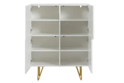 Buffet haut design gravé blanc mat et métal doré 4 portes L86 cm OZEN