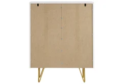 Buffet haut design gravé blanc mat et métal doré 4 portes L86 cm OZEN
