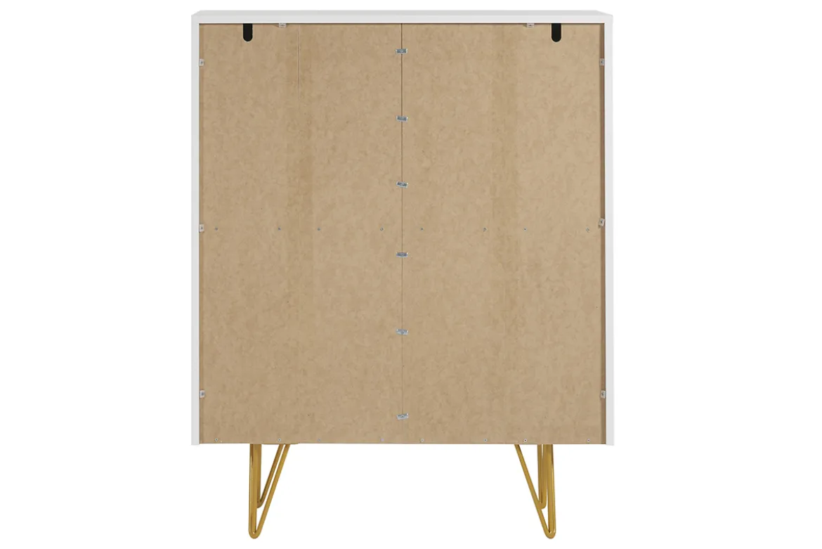 Buffet haut design gravé blanc mat et métal doré 4 portes L86 cm OZEN