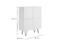 Buffet haut design gravé blanc mat et métal doré 4 portes L86 cm OZEN