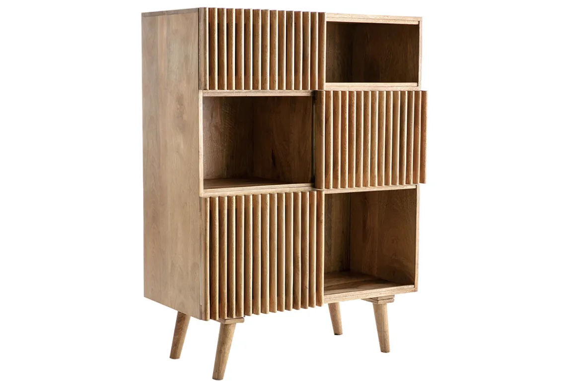 Buffet haut en bois manguier massif 3 portes coulissantes L85 cm ALBA