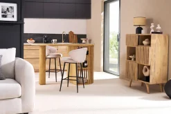 Buffet haut en bois manguier massif 3 portes coulissantes L85 cm ALBA