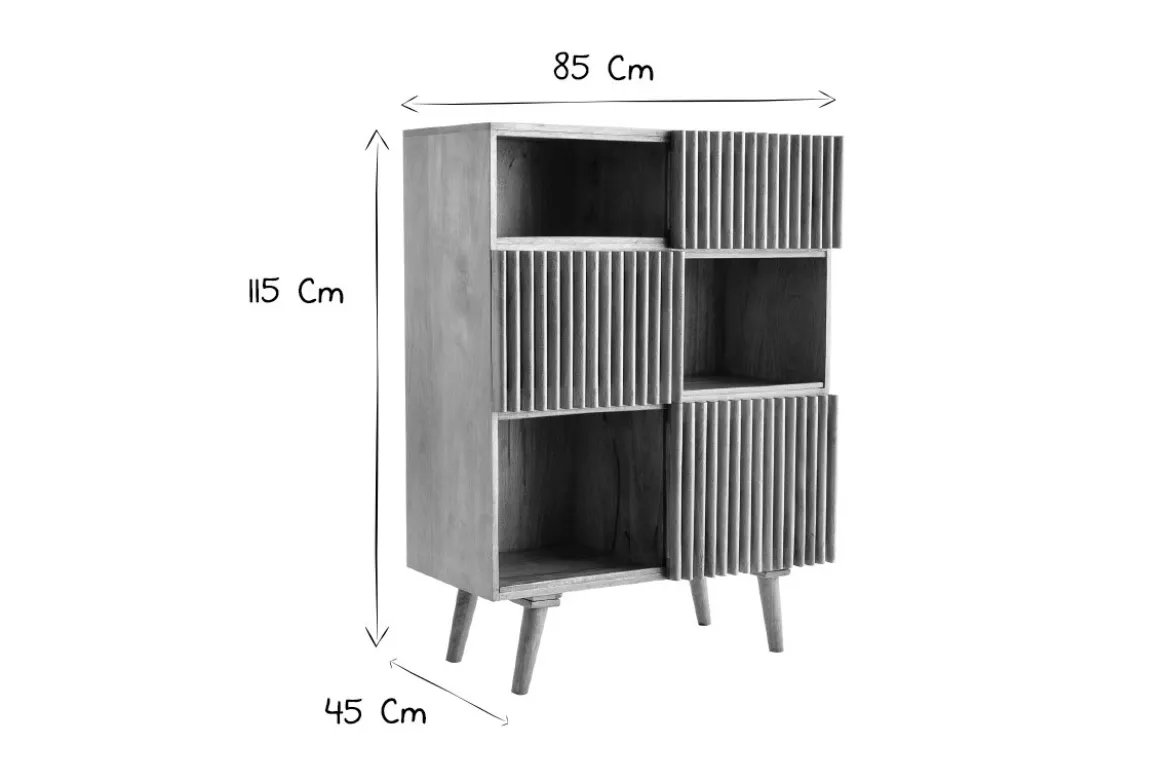 Buffet haut en bois manguier massif 3 portes coulissantes L85 cm ALBA