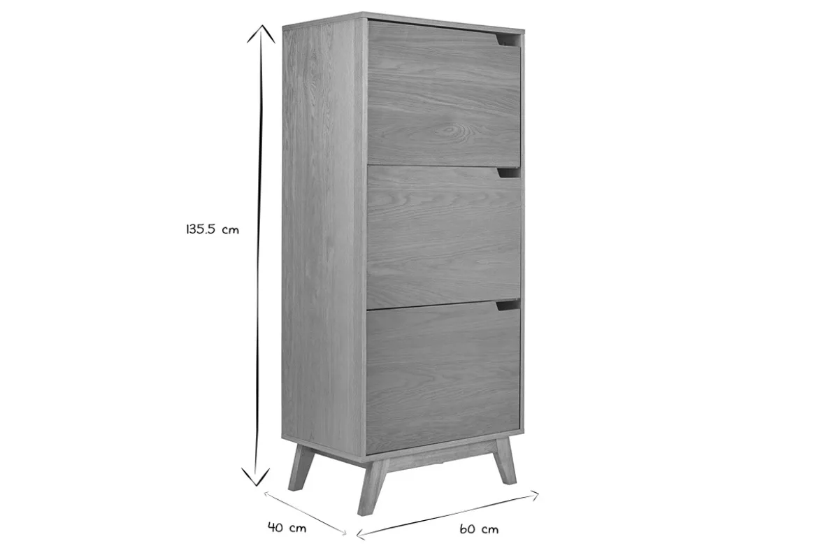 Buffet haut scandinave bois clair hévéa L60 cm LEENA