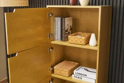 Buffet haut scandinave bois clair hévéa L60 cm LEENA