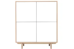 Buffet haut scandinave bois et blanc 4 portes L110 cm SID