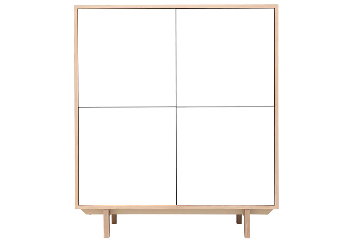 Buffet haut scandinave bois et blanc 4 portes L110 cm SID