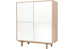 Buffet haut scandinave bois et blanc 4 portes L110 cm SID