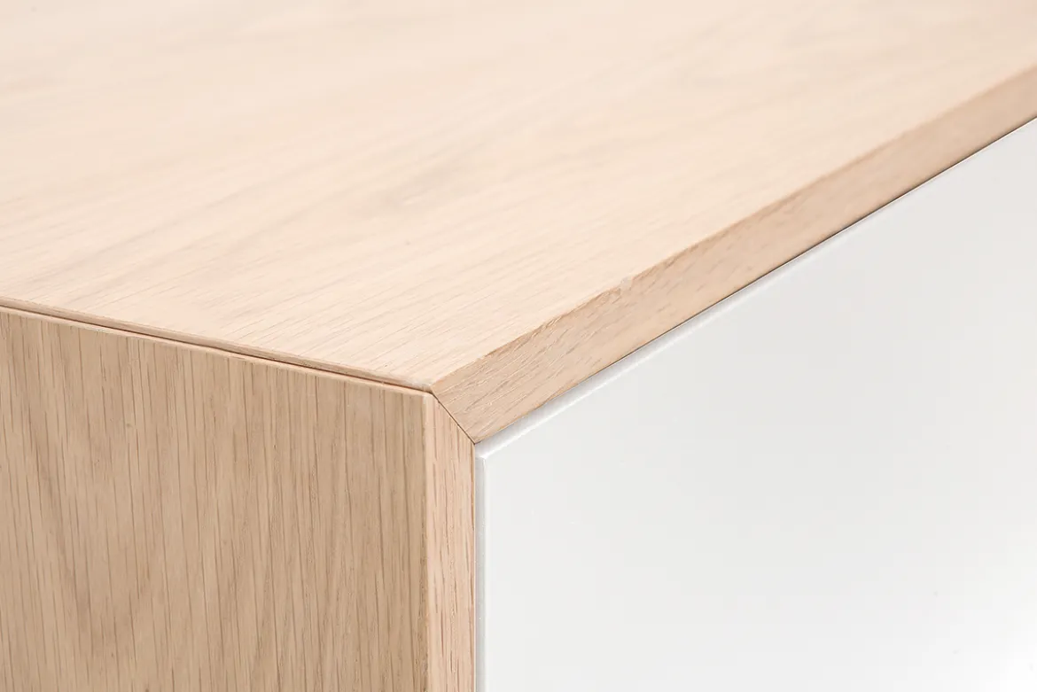 Buffet haut scandinave bois et blanc 4 portes L110 cm SID