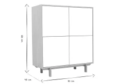 Buffet haut scandinave bois et blanc 4 portes L110 cm SID