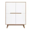 Buffet haut scandinave bois et blanc L110 cm HELIA