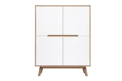 Buffet haut scandinave bois et blanc L110 cm HELIA