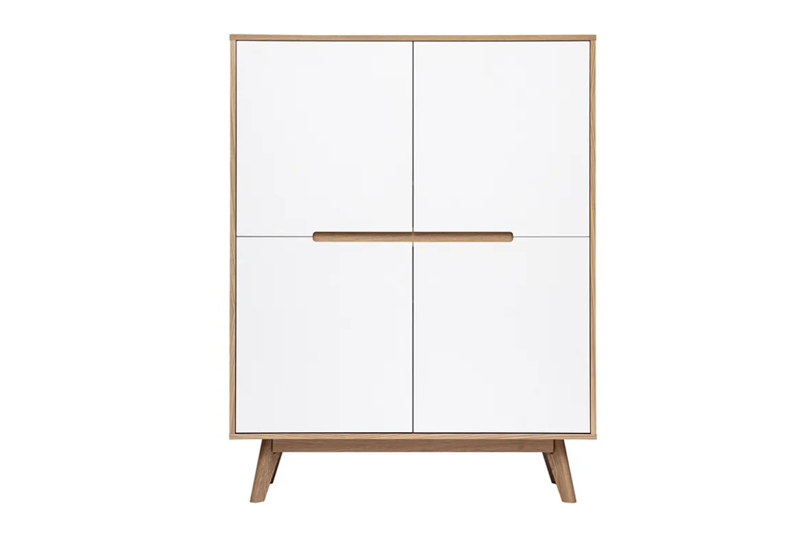 Buffet haut scandinave bois et blanc L110 cm HELIA
