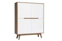 Buffet haut scandinave bois et blanc L110 cm HELIA