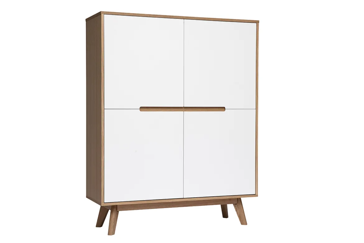 Buffet haut scandinave bois et blanc L110 cm HELIA
