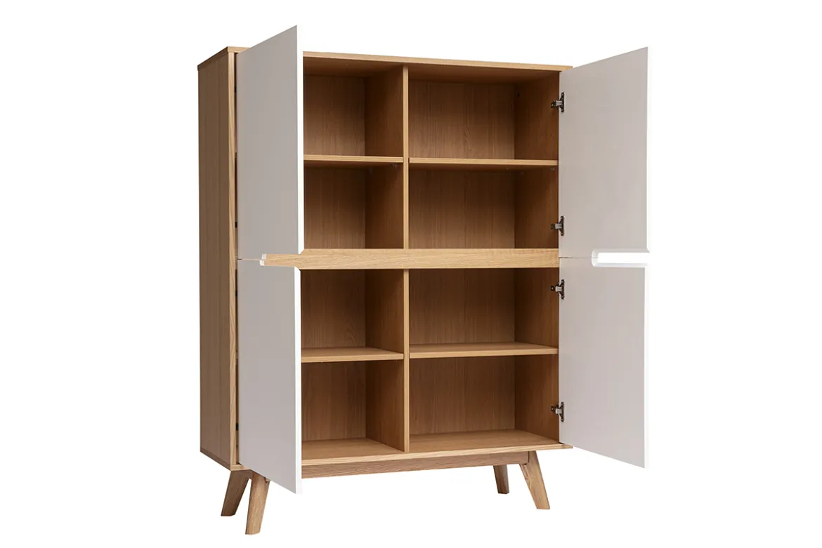 Buffet haut scandinave bois et blanc L110 cm HELIA
