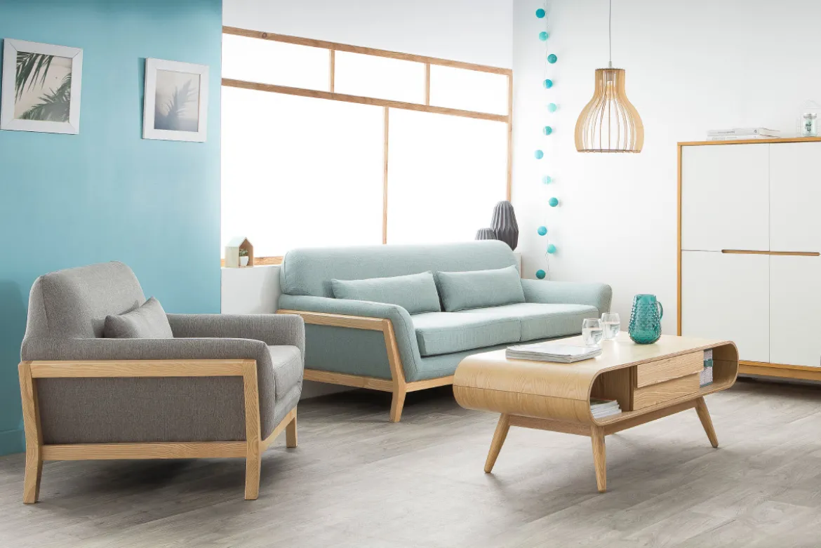 Buffet haut scandinave bois et blanc L110 cm HELIA