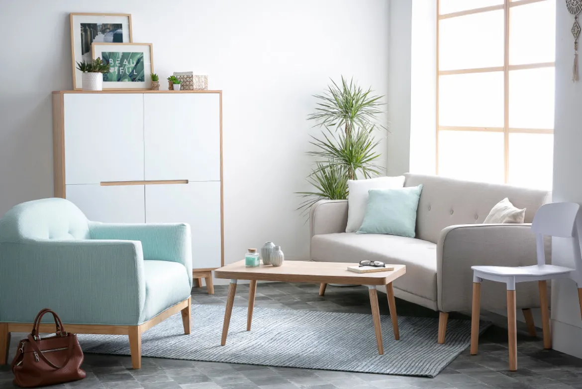 Buffet haut scandinave bois et blanc L110 cm HELIA