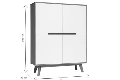 Buffet haut scandinave bois et blanc L110 cm HELIA