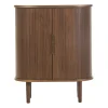 Buffet haut vintage avec portes coulissantes bois foncé noyer L70 cm EPIC