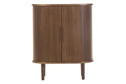 Buffet haut vintage avec portes coulissantes bois foncé noyer L70 cm EPIC