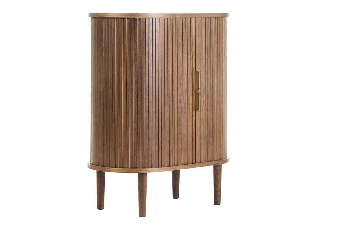 Buffet haut vintage avec portes coulissantes bois foncé noyer L70 cm EPIC