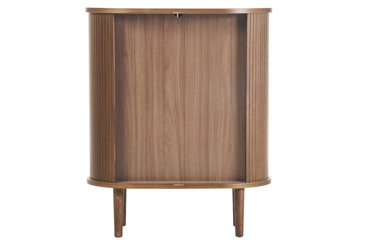 Buffet haut vintage avec portes coulissantes bois foncé noyer L70 cm EPIC