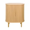 Buffet haut vintage avec portes coulissantes bois clair chêne L70 cm EPIC