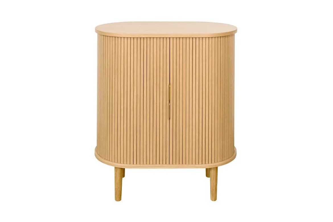 Buffet haut vintage avec portes coulissantes bois clair chêne L70 cm EPIC