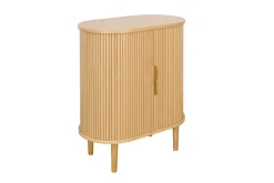 Buffet haut vintage avec portes coulissantes bois clair chêne L70 cm EPIC