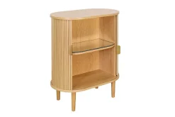 Buffet haut vintage avec portes coulissantes bois clair chêne L70 cm EPIC