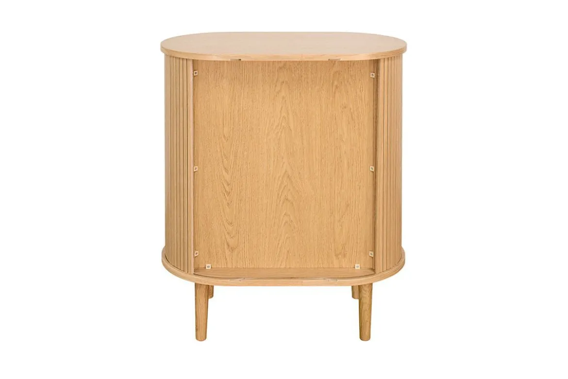 Buffet haut vintage avec portes coulissantes bois clair chêne L70 cm EPIC